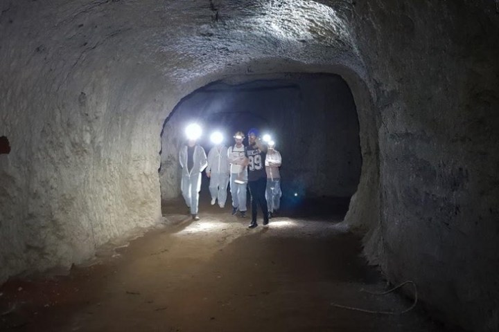 a man riding a tunnel