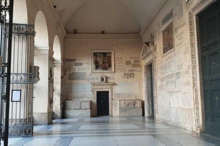 a building next to a fireplace