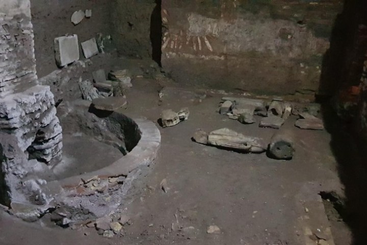 a close up of a stone wall