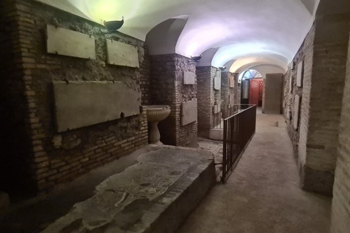 a view of a stone building